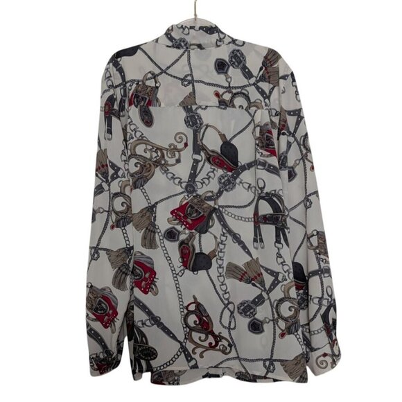 Vintage Equestrian Medieval Shirt Womens Size 20 White Neck Tie Long Sleeve - Picture 6 of 10